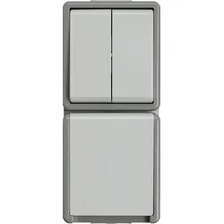 AP-Serienschalter-Kombination Steckdose mit Klappdeckel Siemens