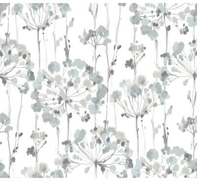 Candice Olson Sheer Blue and Grey Flourish Peel and Stick Wallpaper