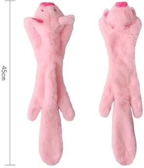 Uplift Essentials Mess Free Stuffingless Plush Squeaky Dog Toy pig