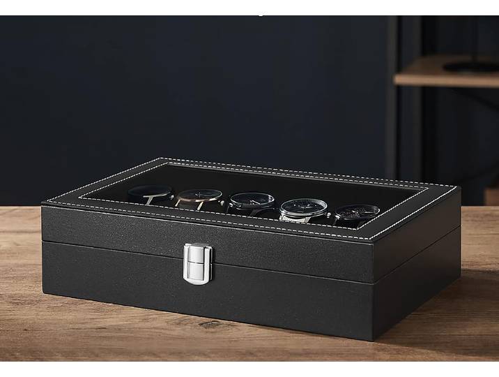 Boîte à montres Wedra 30 x 8 x 20cm Noir/Noir
