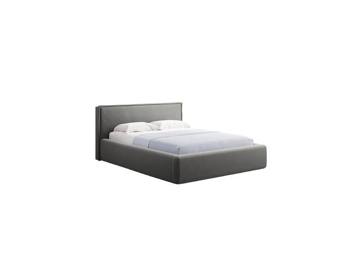 Design Polsterbett „Tena“ mit Ablagefach, Samt Hellgrau chosen by Bloomingloft