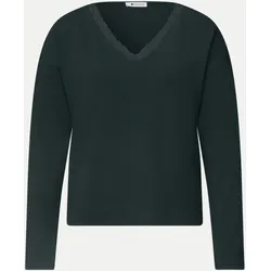 Langarm Shirt mit Spitzendetail Schwarz 42