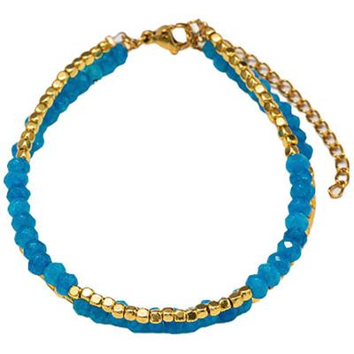 Armband FIRETTI "Schmuck Geschenk Edelstahl Armschmuck Armkette Edelstein", blau (gelbgoldfarben, goldfarben, blau, goldfarben, blau), Armbänder, Damen, 23cm, Edelstahl, Armband, Made in Germany - mit Hämatit, Jade