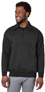 Harriton M712 ClimaBloc Heavyweight Tactical Quarter-Zip Pullover T-Shirt in Black size Small   70% cotton, 30% polyester