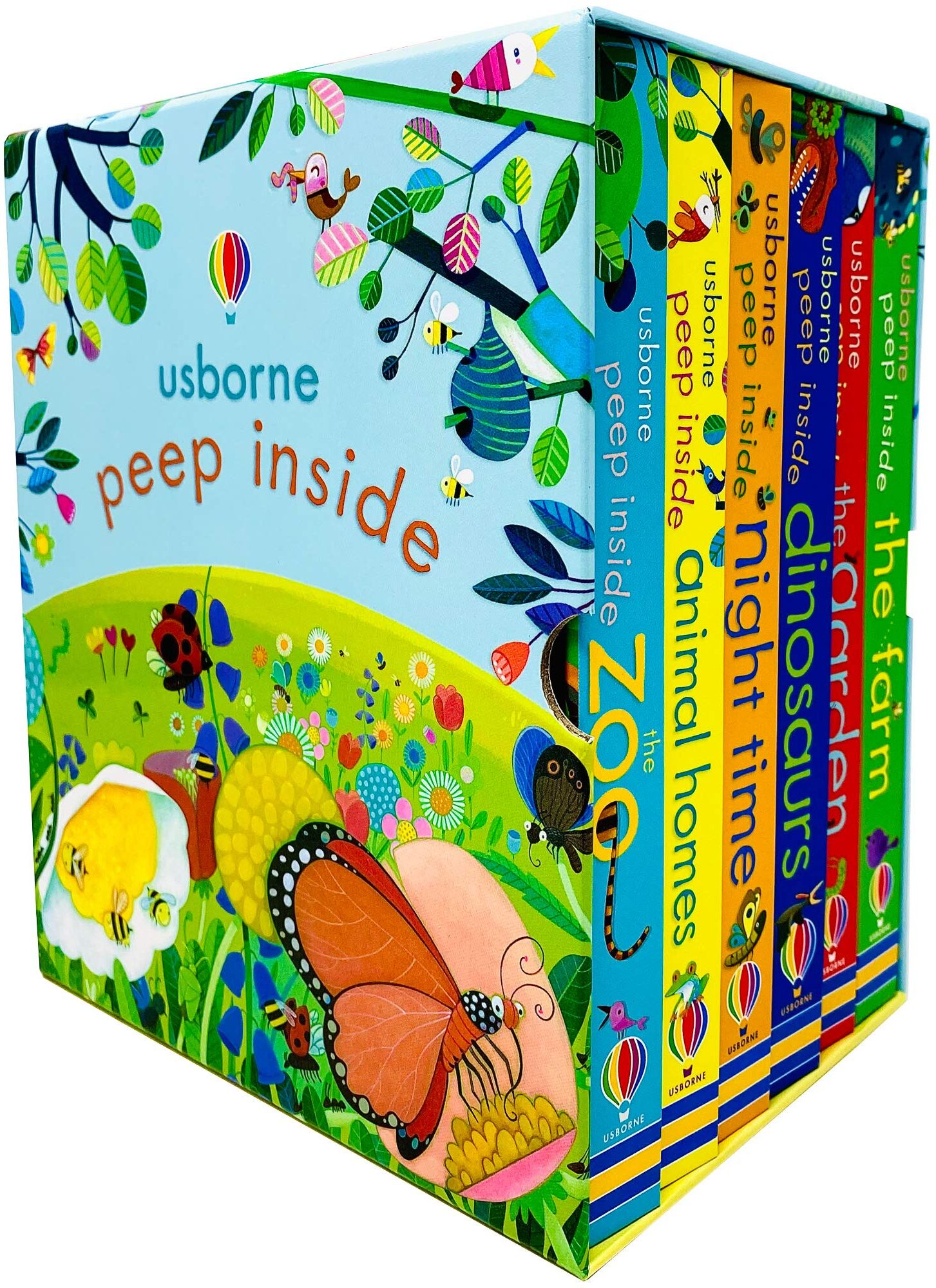 Peep Inside 6 Books Collection Box Set by Anna Milbourne - Usborne Board Books - Ages 2-5 - Zoo, Animal Homes, Night-Time, Dinosaurs, Garden & Farm