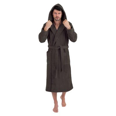 Unisex-Bademantel WEWO FASHION "3006, ideal für Sauna & Spa, Hotelbademantel, Morgenmantel" Gr. XXL, grau (anthrazit), L:125cm, Frottier, Hausmäntel, klassisch elegant