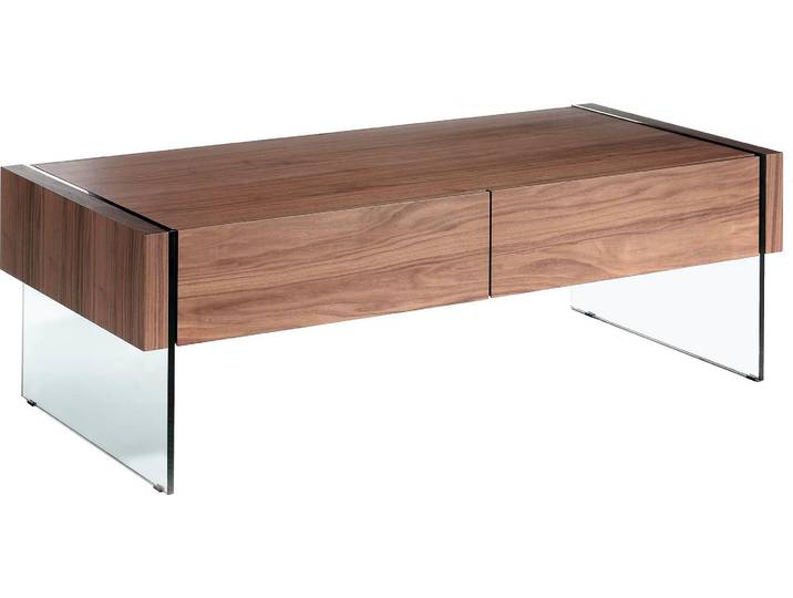 Table basse rectangulaire en noyer et verre trempé 2050