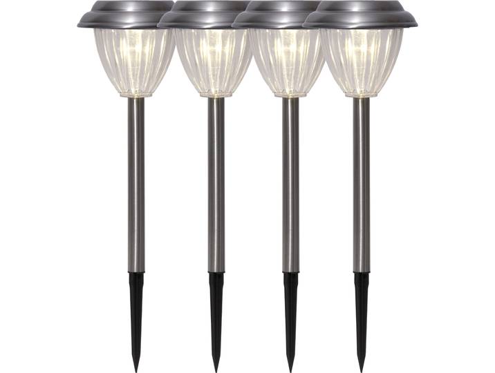 LED Solarleuchte Solar-Wegleuchte Palma , silber, B:12cm H:28cm L:12cm T:12cm Ø:12cm, PARFORCE TRADITIONAL HUNTING, Leuchten, LED Solarleuchte, 4er-Set Solar-Wegeleuchten, Dämmerungssensor