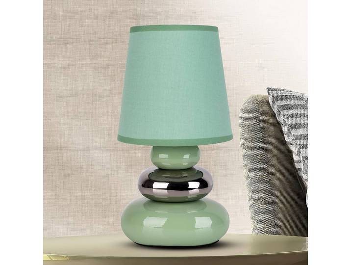 Lampe Stoney Ø 16cm Vert/Vert menthe Tissu mélangé E14