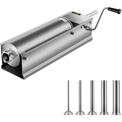 VEVOR Wurstfüller 7L Fleischwölfe Wurstmaschine Wurstfüllmaschine Horizontal Edelstahl Wurstspritze