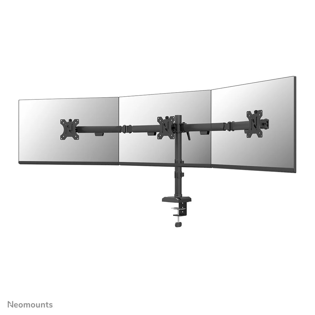 Neomounts DS60-600BL3 Monitorarm voor 3 schermen, zwart, met tafelmontage