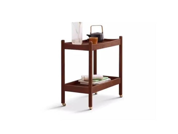 YCCHAH Wohnzimmermöbel Massivholz Beistelltisch, Sofa, Schrank, Wohnzimmer, mobiler Kaffee, Trolley, Nachttisch, doppellagiges Aufbewahrungsregal, Beistelltische für Wohnzimmer (B)