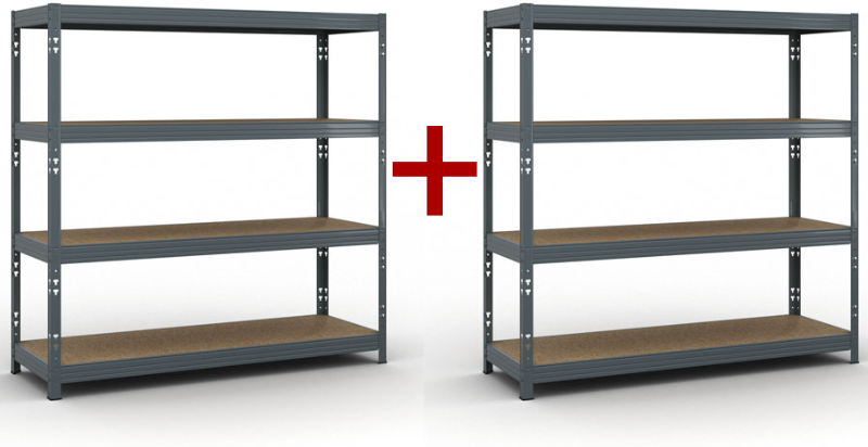 B2B Partner Fachbodenregal 1+1 GRATIS 1853x1800x600 mm, Traglast 600 kg