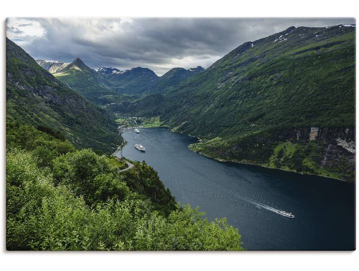 Wandbild ARTLAND Blick auf den Geirangerfjord Norwegen , grün (farbe bild(er): grün), B:120cm H:80cm, Bilder, Wandbild, als Alubild, Leinwandbild in verschied. Grössen