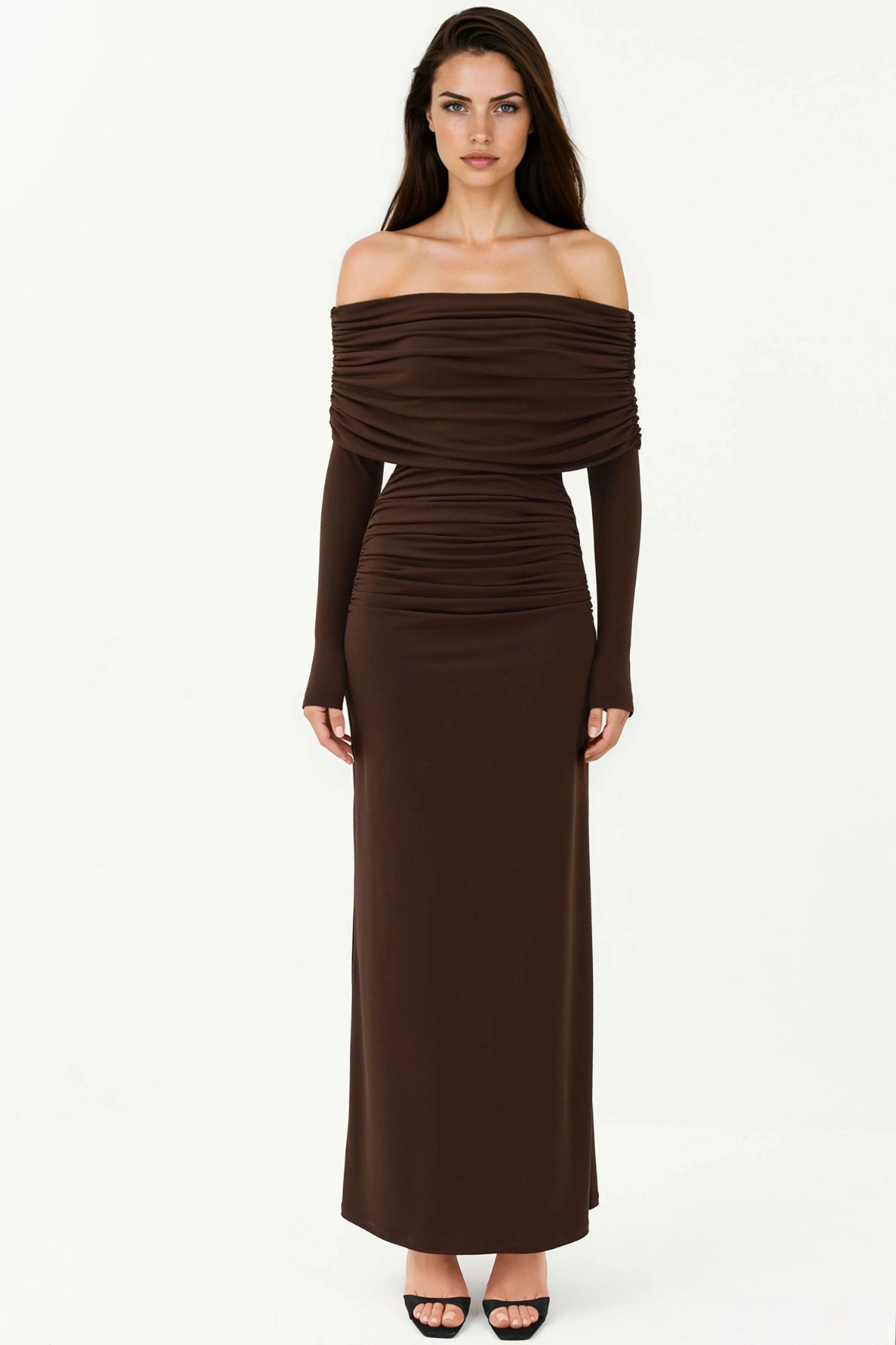 Off-Shoulder Bodycon Maxi Jurk