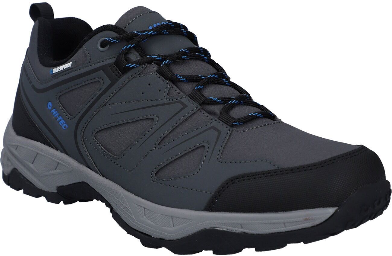 Schnürschuh HI-TEC "Hi-Tec-Schuhe Saunter Softshell Wp", Herren, Gr. 40, Normalschaft, grau (castlerock, frostgrau, brillantblau), 51% Textil + 49% Synthetik 100% Textil 100% EVA 55% Gummi + 45% Phylon, Schuhe Schnürschuh