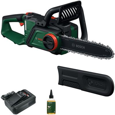 Akku-Kettensäge BOSCH HOME & GARDEN "PKE18V-30-28 KIT", grün, Kettensägen, für schnelles und einfaches Schneiden von großen Ästen und Stämmen