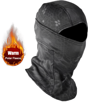 Inspire Essentials ArcticShield Winter Fleece Camouflage Balaclava Full Face Mask python Black