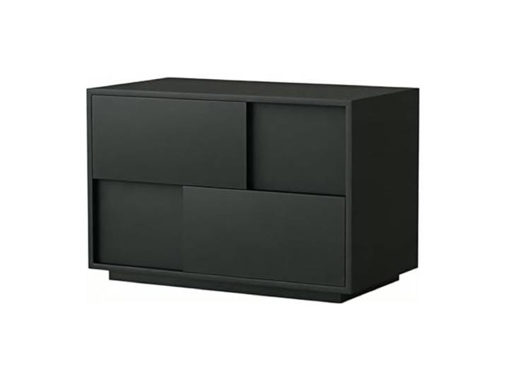 Vielseitig Nachttisch mit 2 Schubladen, asymmetrisch versetzter Platte Bodensockel for Schlafzimmer(Schwarz,Mittel)
