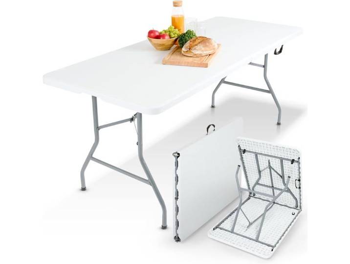 AREBOS Table Pliable de Camping Pliante Plastique Robuste Blanche Table de Jardin terrasse Buffet intérieur extérieur Blanc