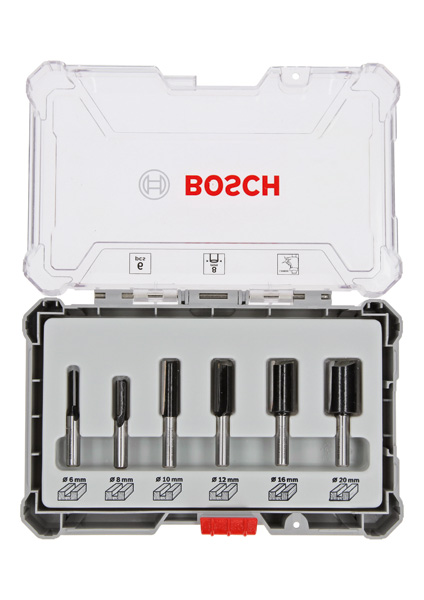 Bosch Fräser-Set, 6-teiliges Nutfräser-Set, 8-mm-Schaft 2607017466
