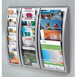 PAPERFLOW Kompakt Wandprospekthalter DIN A4 hoch 4-Fach  anthrazit