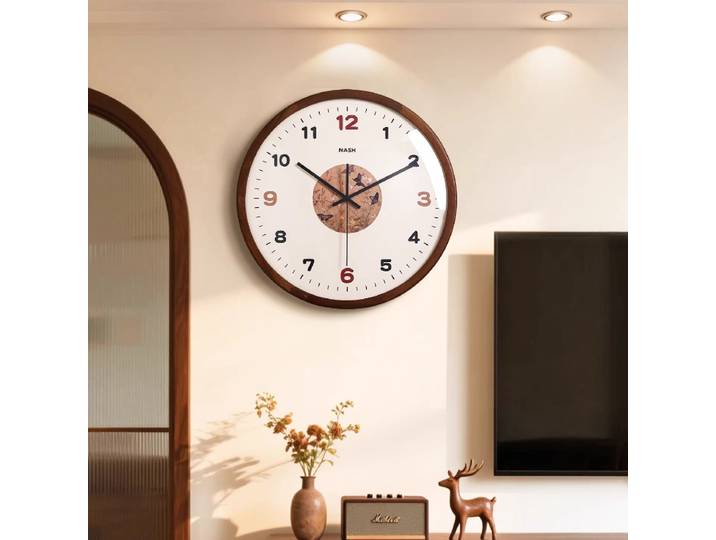 Horloge murale en bois massif de style ancien, silencieuse, salon, rétro, simple, créative, grande horloge à suspendre au mur