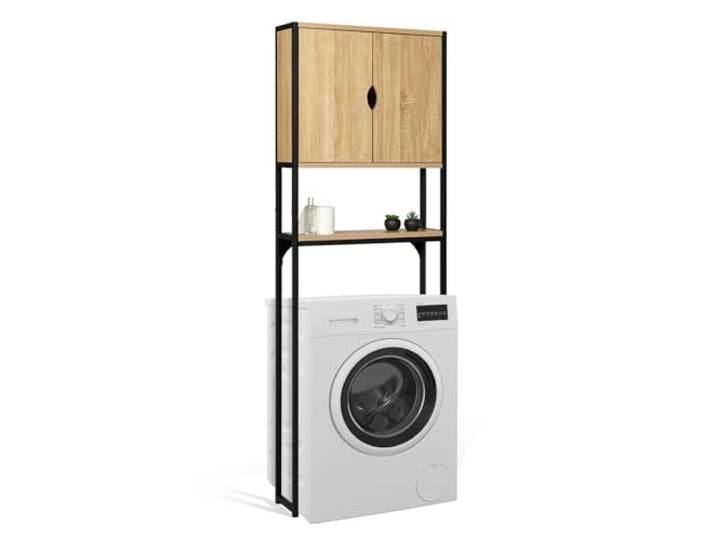 IDMarket - Meuble étagère dessus WC placard DETROIT design industriel