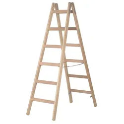Doppelleiter Hymer Holz-Sprossenstehleiter 2x12 Sprossen Holz-Malerleiter für den Handwerker, beidseitig begehbar