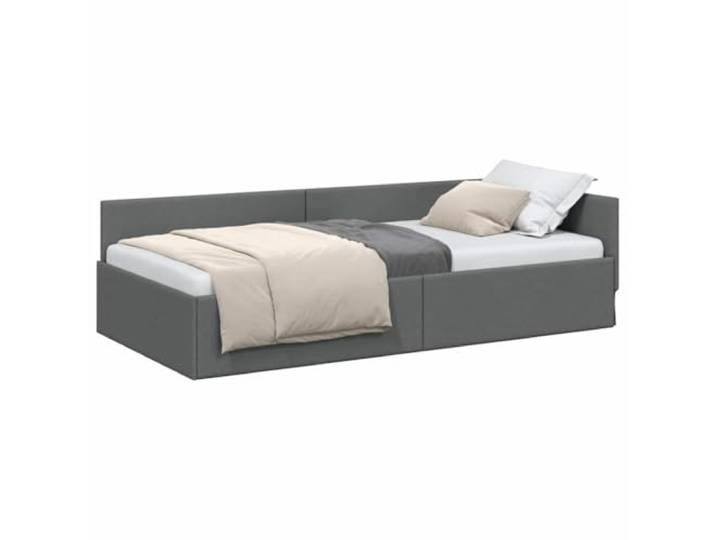 SKTQYQO Eck-Bettrahmen, dunkelgrau, 100 x 203 cm, Stoff Premium-Polyester, platzsparendes Design, 2-in-1-Schlafsofa, Holzlatten, 140 kg