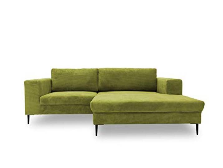 DOMO Collection Modica Ecksofa, moderne L-Form Eckcouch, kleine Ecke, Sofa Eckgarnitur, Cord, grün, 244x173x83