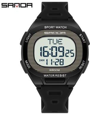 DynamicDeals Luxury Digital Watch For Men And Women, LED Waterproof Sports Watch, Multifunctional Military Style black White