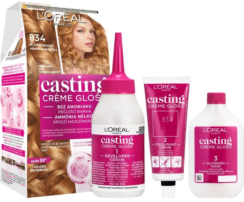 L’Oréal Paris Casting Creme Gloss coloration cheveux teinte 834 Golden Caramel 1 pcs