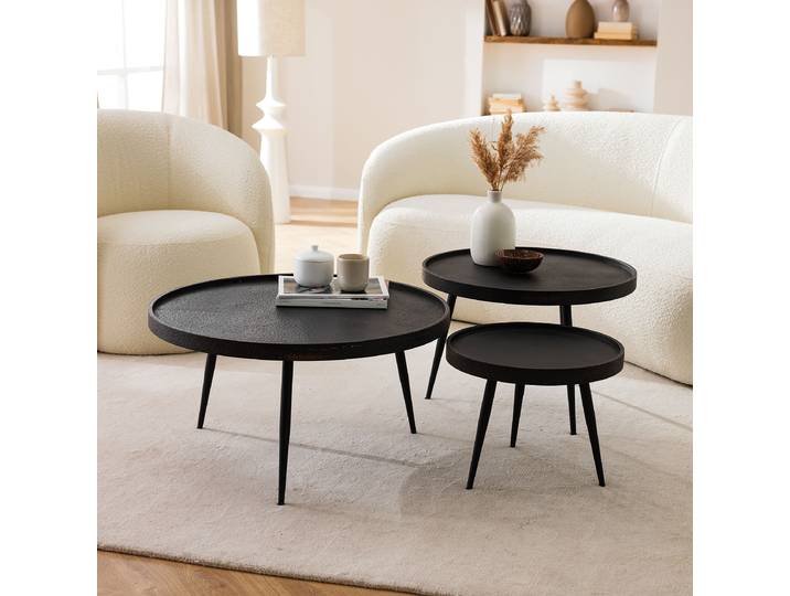 Couchtisch IKOMWA Ø 62cm Schwarz/Schwarz