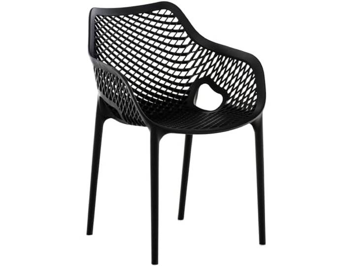 CLP Gartenstuhl/Terrassenstuhl, wetterfest, stapelbar, modernes Design, Kunststoff, Armlehnen, Rückenlehne Nicht verstellbar, Air XL Farbe schwarz