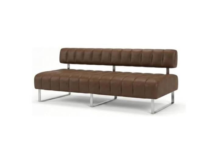 Sofa für den Empfangsbereich, Lobbybank, Wartezimmer, Bürositzmöbel Lobby-Sitzmöbel mit Metallgestell, mit Kunstleder gepolsterte Ottomane für Hotels, Banken(Brown,47.2in/120cm)