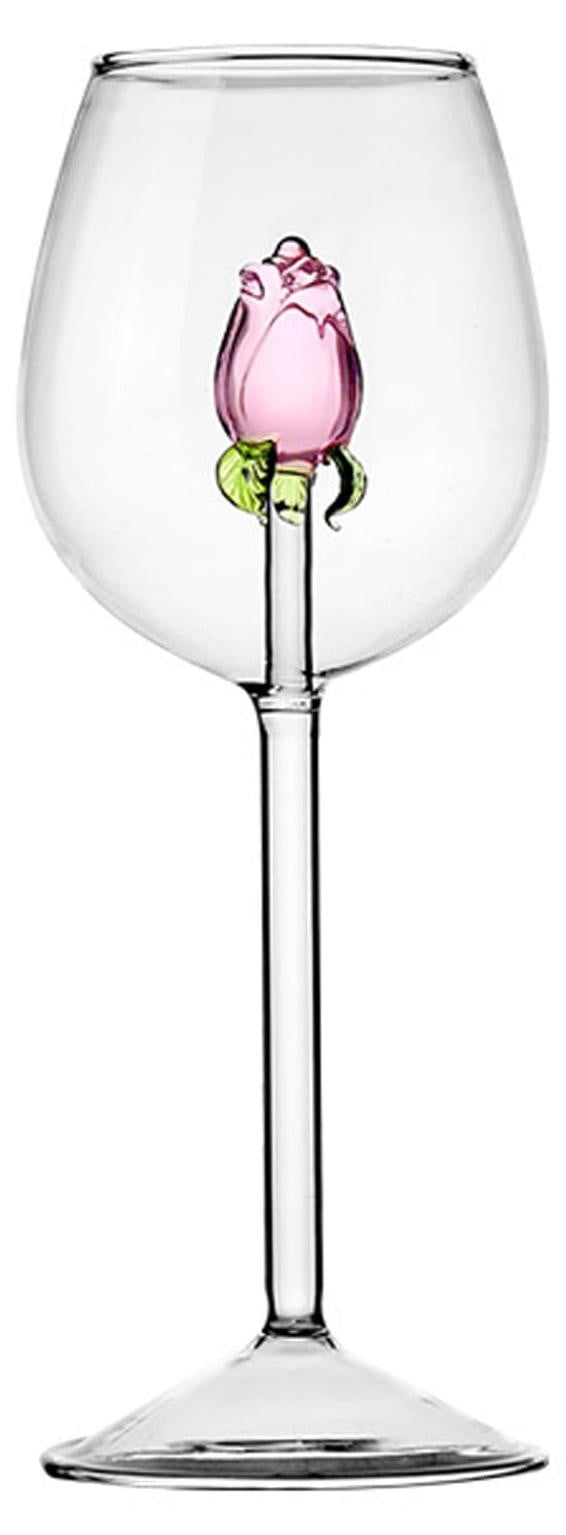 Dripio Rosé champagneglas met roos decoratie, 300 ml, transparant