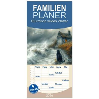 Familienplaner 2026 - Stürmisch wildes Wetter mit 5 Spalten (Wandkalender, 21 x 45 cm) CALVENDO