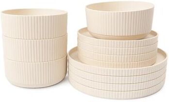Abode Homewares Mesa Wheat Straw 12-Piece Dinnerware Set - Off White