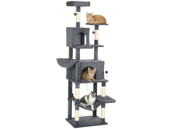 Arbre à gratter pour chat Pawhut 202 cm avec plateformes, lit et grottes