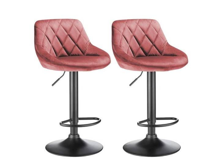 BLGUNSAV Lot de 2 - Dessus de tabouret en polaire - Tabouret de bar Spoon - Rose - Hauteur d'assise : 63 - 83 cm.