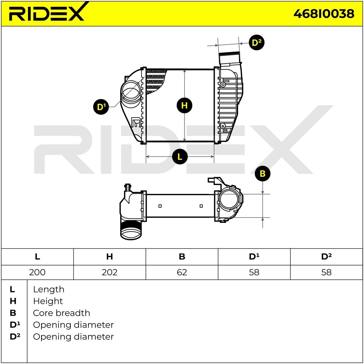 RIDEX 468I0038 Intercooler
