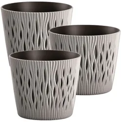 WellHome - Set mit 3 Pflanztöpfen 3L Sandy Round Ø18,9 cm/Stück in Grau
