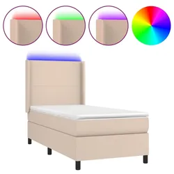 vidaXL Boxspringbett mit Matratze & LED Cappuccino-Braun 80x200cm