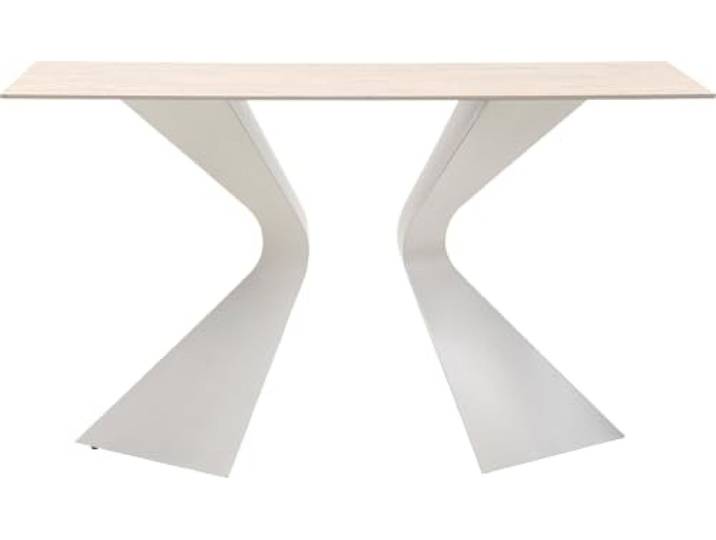 Kare Design Konsole Gloria Travertin, Greige, 140x45 cm, Höhe 81 cm 100 kg belastbar, Rechteckig, Stahl pulverbeschichtet, modernes Design, fürs Esszimmer, Konferenzräume