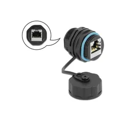 DeLOCK Kabelverbinder RJ45 Buchse zu RJ45 Buchse Cat.6A mit Verschlusskappe wasserfest