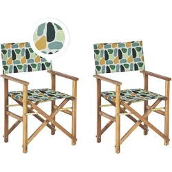 GARTENSTUHL 2er-Set Akazienholz hellbraun grau/mehrfarbig Fleckenmuster Cine
