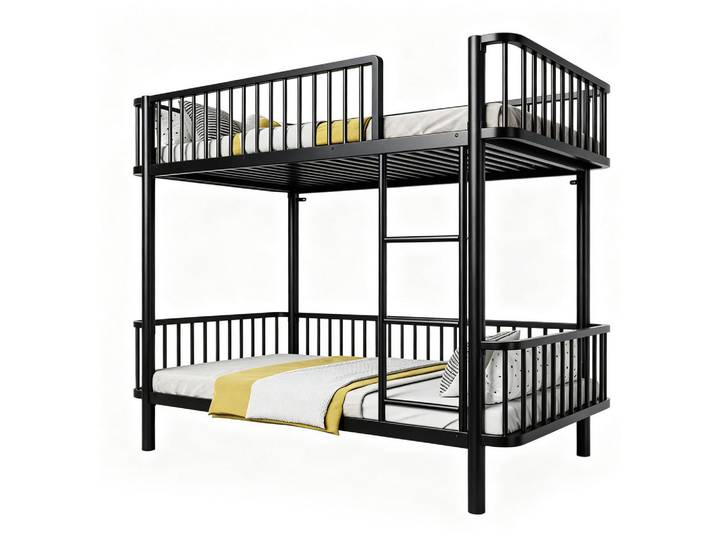 Modfu Etagenbett aus Metall 90x200 cm Schwarz mit Sicherheitsgeländern, 90x200 cm, Babymöbel & Kindermöbel, Kinderzimmer & Jugendzimmer, Stockbetten