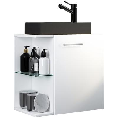 Waschtisch VCM "2-tlg Waschtisch Hausa Toilette schmal Schwarz", weiß, B:52cm T:34cm, Waschtische, Waschtisch