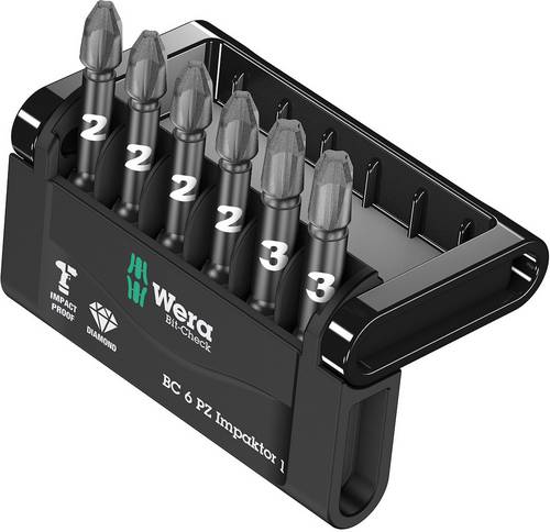 Wera Mini-Check Impaktor 3 05057692001 Bit-Set 6teilig Kreuzschlitz Pozidriv Impaktor-Technologie